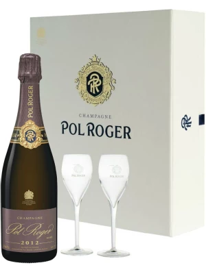Pol Roger, Brut Rose gift set with 2 glasses 0.75 л 2012