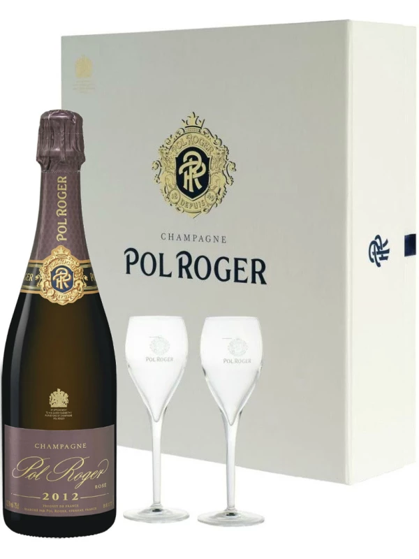 Pol Roger, Brut Rose gift set with 2 glasses