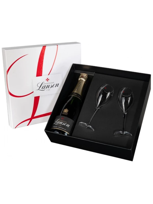 Lanson, Le Black Creation 257 Brut, gift set with 2 Glasses