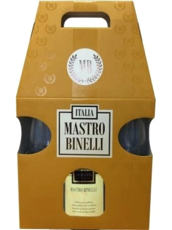 Mastro Binelli Moscato, gift box with 2 glasses