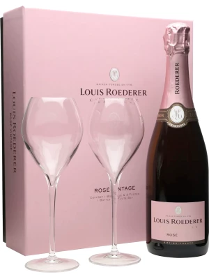 Louis Roederer, Brut Rose AOC gift set with 2 glasses 0.75 л 2014