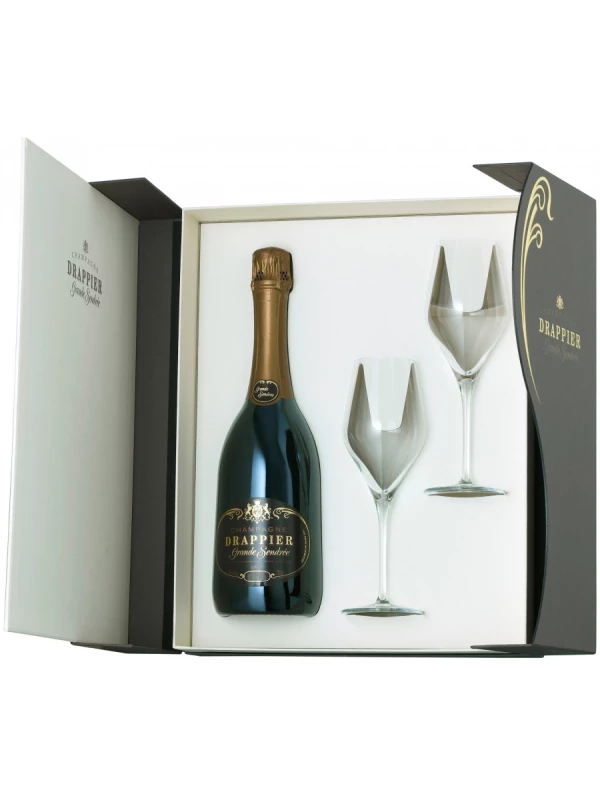 Champagne Drappier, Grande Sendree Brut, Champagne AOC, gift box with 2 glasses