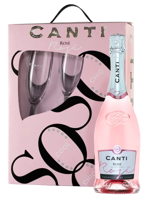 Canti, Rose Extra Dry, gift set with 2 glasses 0.75 л