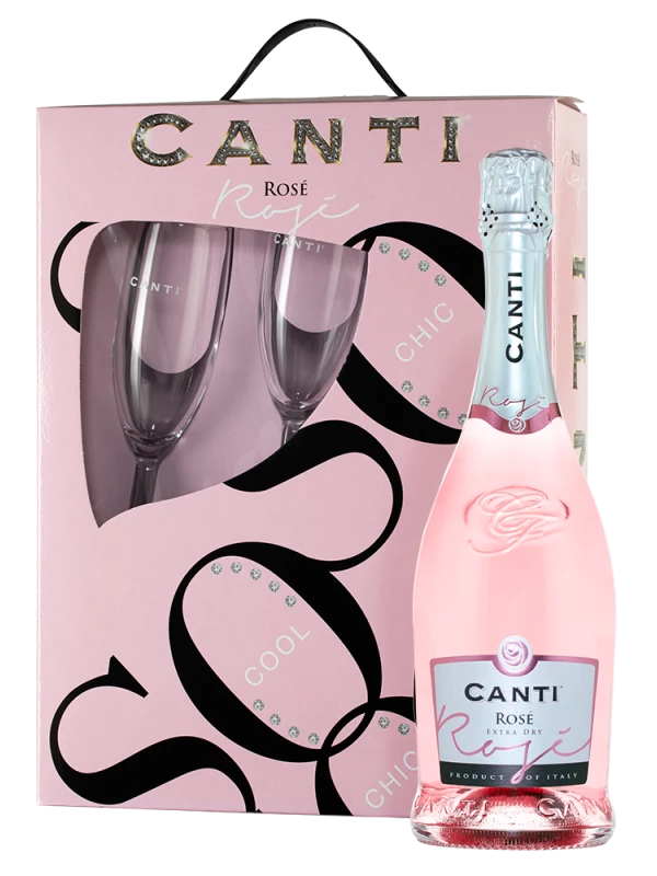 Canti, Rose Extra Dry, gift set with 2 glasses
