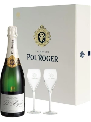 Pol Roger, Brut Reserve, gift set with 2 Glasses 0.75 л