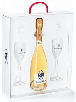 Besserat de Bellefon, Cuvee des Moines Brut Blanc de Blancs, gift box with 2 glasses 0.75 л