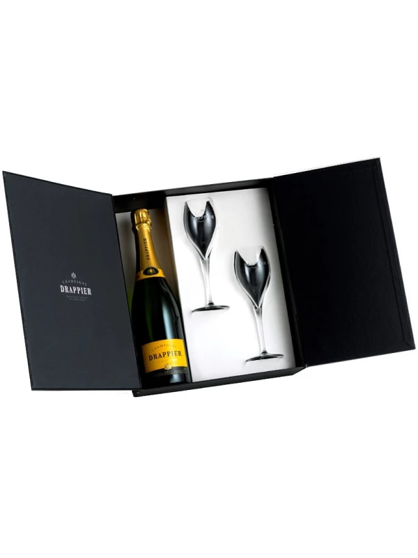 Champagne Drappier, Carte d'Or Brut, Champagne AOC, gift box with 2 glasses