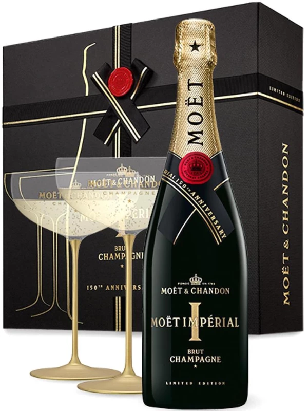 Moet & Chandon, Brut Imperial, Edition 150th Anniversary, gift box with 2 glasses