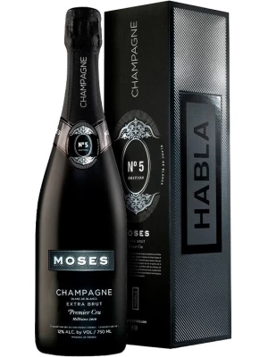 Moses №5 Blanc de Blancs Extra Brut Millesime, Champagne Premier Cru AOC, gift box 0.75 л 2018