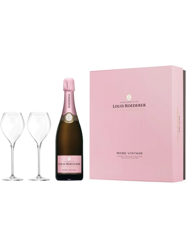 Louis Roederer, Brut Rose AOC gift set with 2 glasses