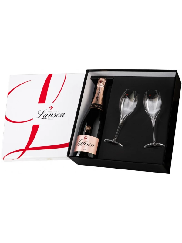 Lanson, Le Rose Brut, gift box with 2 glasses