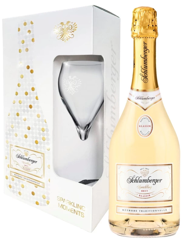 Schlumberger, Sparkling Brut Klassik, gift set with glass