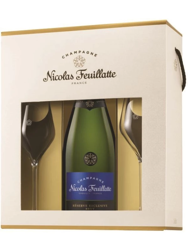 Nicolas Feuillatte, Reserve Exclusive Brut, gift set with 2 glasses