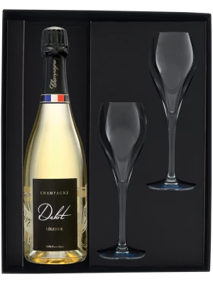 Champagne Delot Cuvee Legende Brut, gift box with 2 glasses 0.75 л