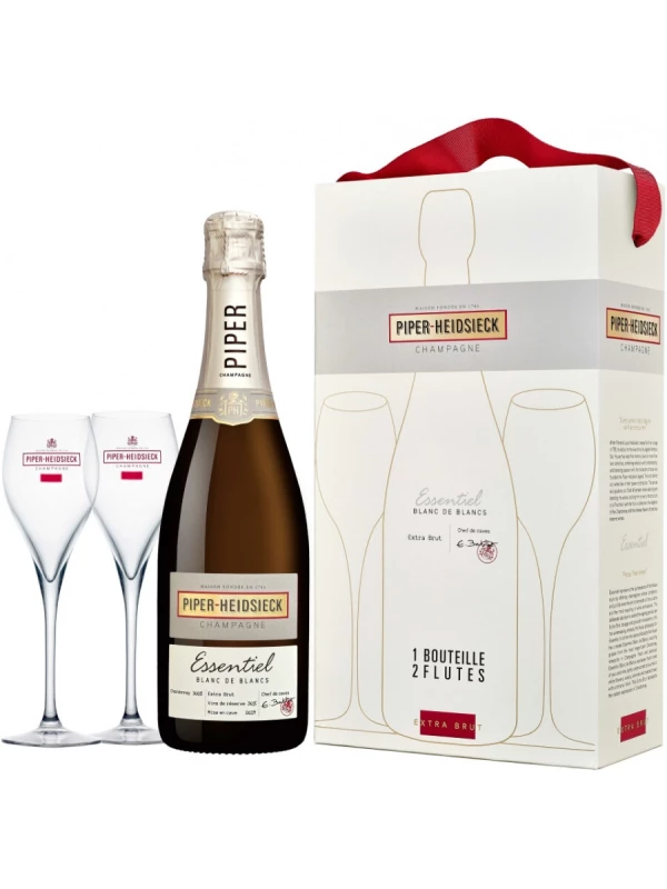 Piper-Heidsieck, Essentiel Blanc de Blancs Extra Brut, gift bag with 2 flutes