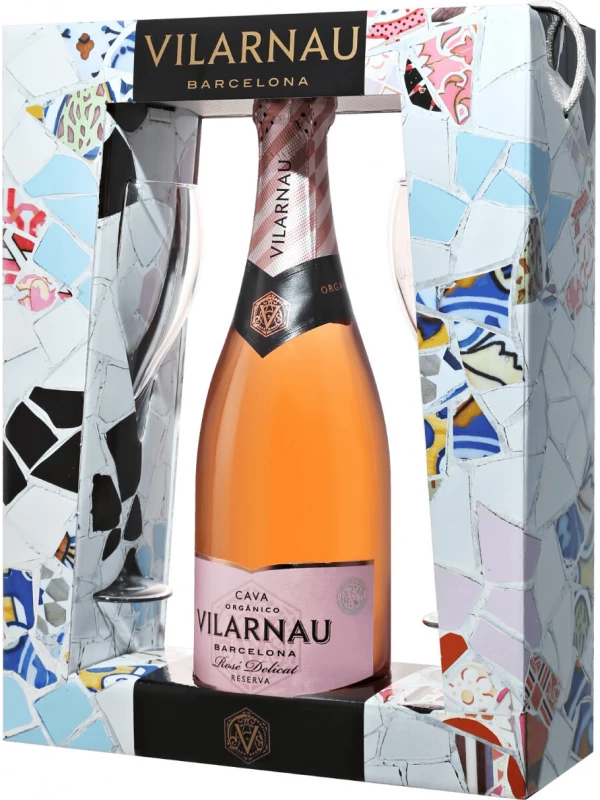 Vilarnau Brut Reserva Rose Delicat, Cava DО, gift box with 2 glasses