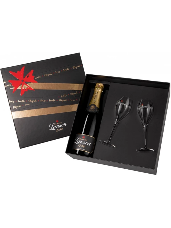 Lanson, Black Label Brut, Coffret with 2 Glasses