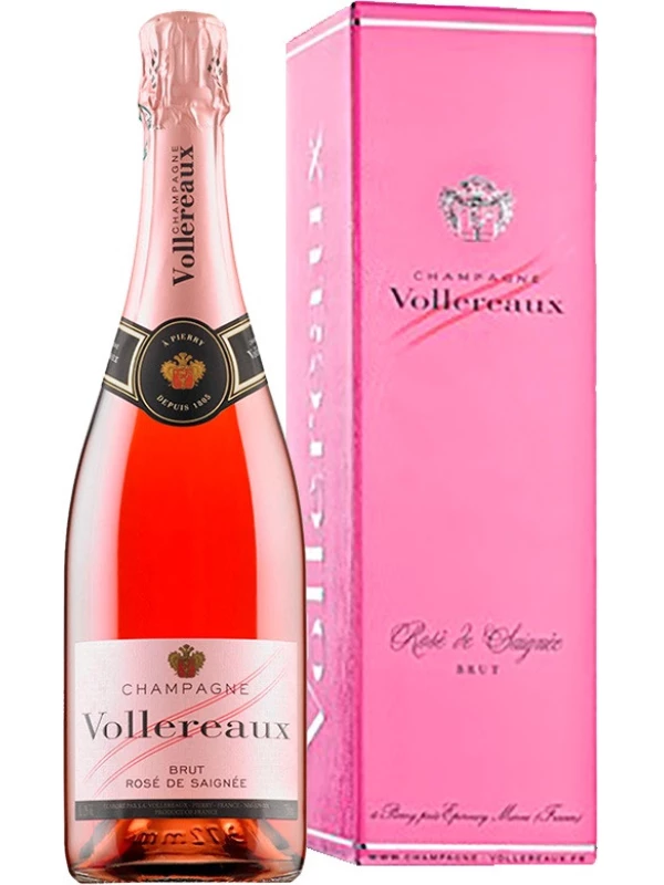 Vollereaux, Brut Rose de Saignee, Champagne AOC, gift box