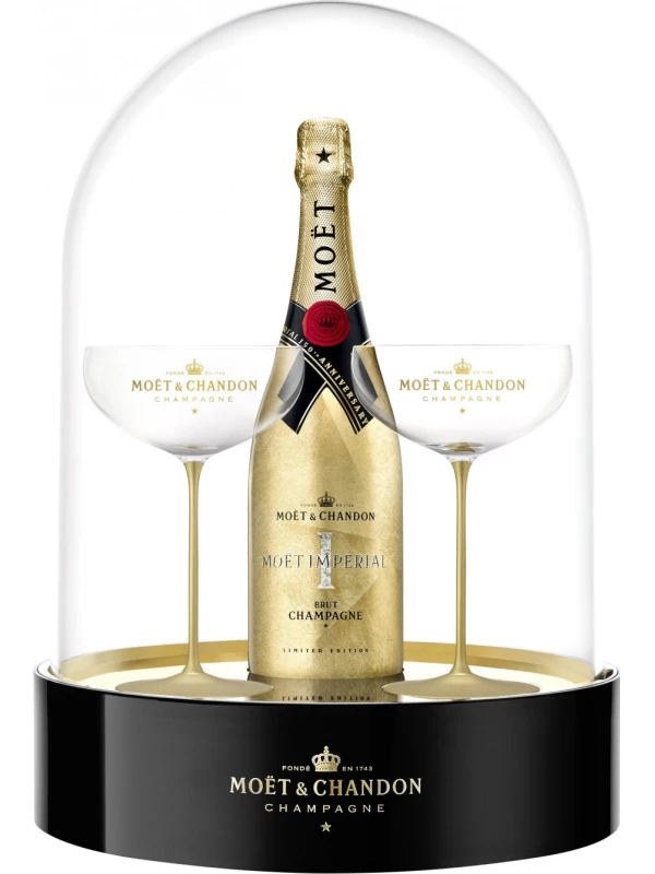 Moet & Chandon, Brut Imperial, Edition 150th Anniversary, gift box Imperial dome with 2 glasses