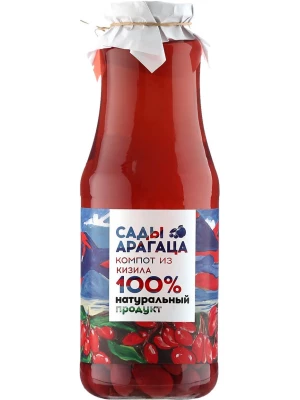Сок Сады Арагаца Компот из Кизила, в стеклянной бутылке 1 л