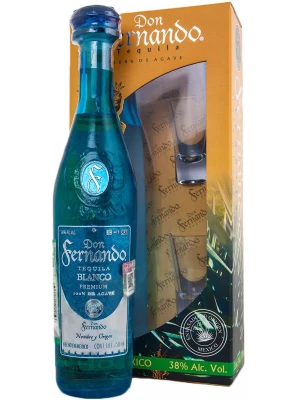 Текила Don Fernando Blanco, gift box with 2 shots 0.75 л