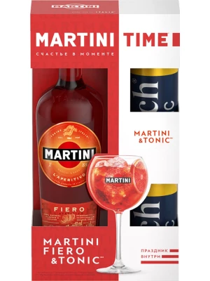 Вермут Martini Fiero, gift set with 2 cans Rich Indian Tonic 1 л