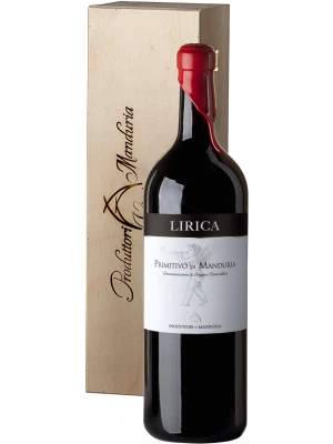 Вино Produttori di Manduria, Lirica Primitivo di Manduria DOP, wooden box 2021, 5 л