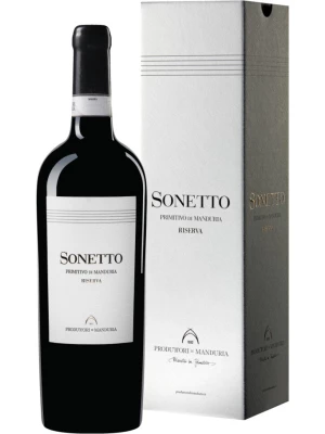 Вино Produttori di Manduria, Sonetto Riserva Primitivo di Manduria DOP, gift box 2019, 0.75 л