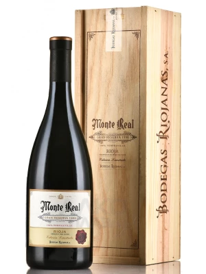 Вино Monte Real Gran Reserva Edicion Limitada, Rioja DOC, wooden box 1998, 0.75 л