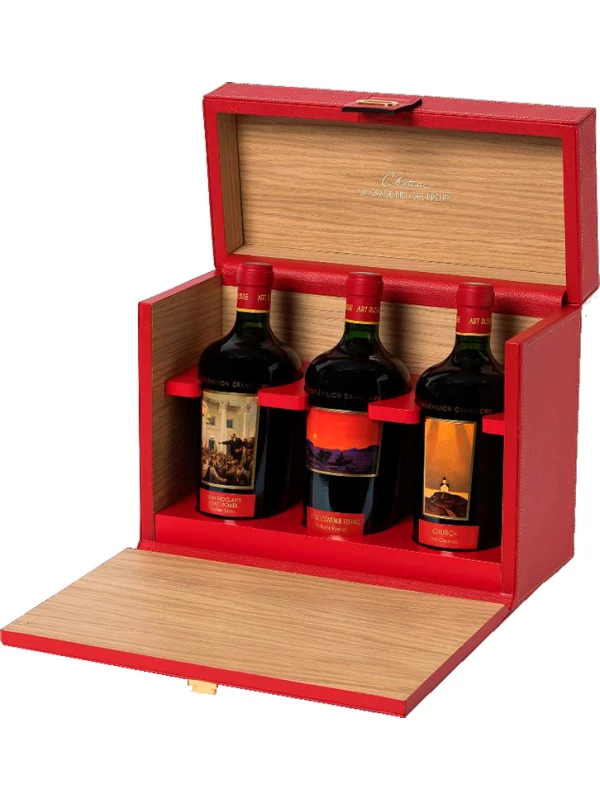 Chateau La Grace Dieu des Prieurs, Saint-Emilion Grand Cru AOC, gift set Luxe of 3 bottles, in leather case