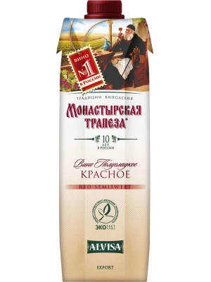 Вино Монастырская трапеза Красное полусладкое 1 л