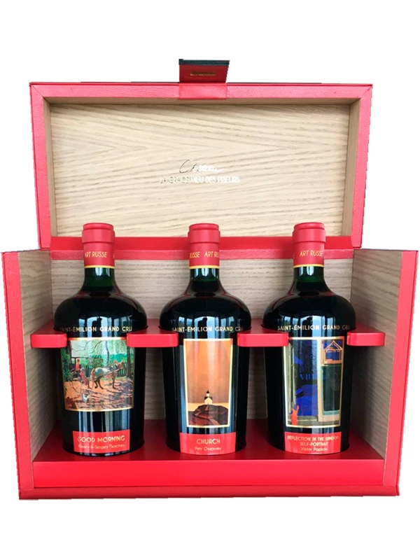 Chateau La Grace Dieu des Prieurs, Saint-Emilion Grand Cru AOC, gift set Luxe of 3 bottles, in leather case