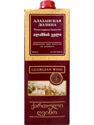 Вино Дом Грузинского Вина, Алазанская Долина Красное, Тетра Пак 1 л