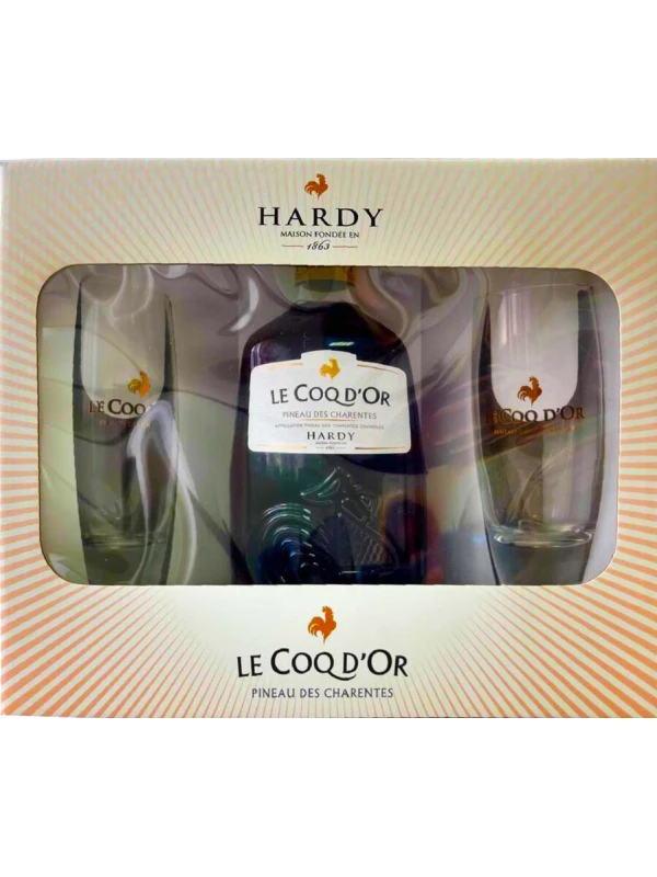 Hardy, Le Coq d'Or Rose, Pineau des Charentes AOC, gift box with 2 glasses