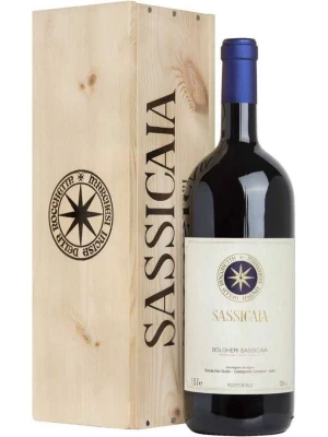 Вино Sassicaia, Bolgheri Sassicaia DOC, wooden box 2015, 1.5 л