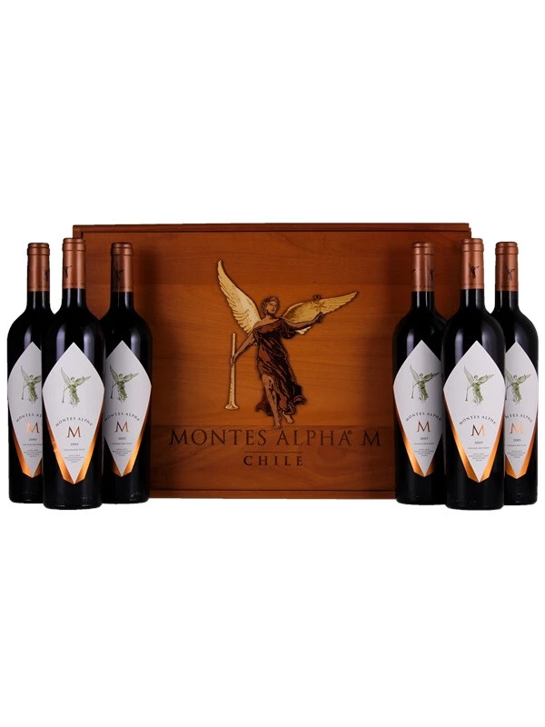 Montes, Alpha M, Apalta DO, set of 6 bottles, wooden case