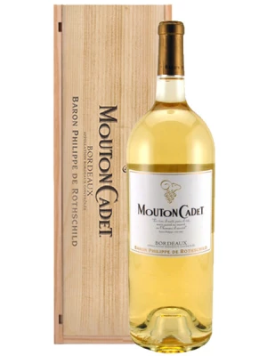 Вино Mouton Cadet, Bordeaux AOC Blanc, wooden box 2012, 1.5 л