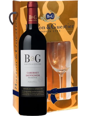 Вино Barton & Guestier, Reserve Cabernet Sauvignon, Pays d'Oc IGP, gift box with glass 0.75 л