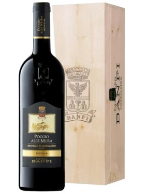 Вино Banfi, Poggio alle Mura Brunello di Montalcino Riserva DOCG, wooden box 2017, 0.75 л