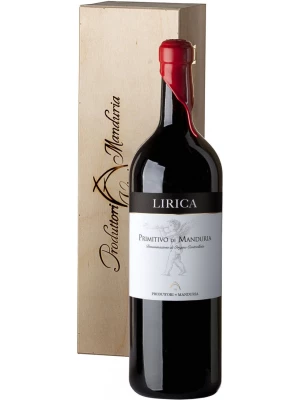 Вино Produttori di Manduria, Lirica, Primitivo di Manduria DOP, wooden box 2019, 3 л
