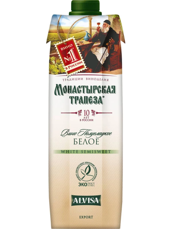 Монастырская трапеза Белое полусладкое