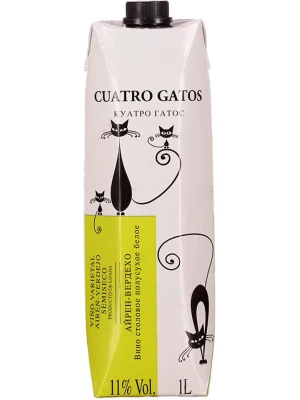 Вино Navarro Lopez, Cuatro Gatos Airen-Verdejo, Tetra Prism 1 л