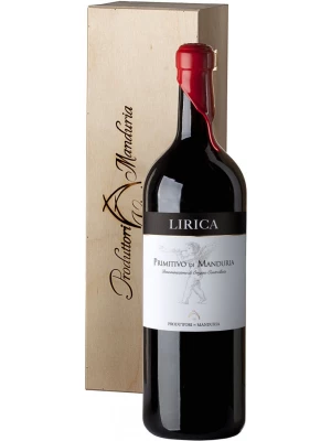Вино Produttori di Manduria, Lirica Primitivo di Manduria DOP, wooden box 2020, 3 л