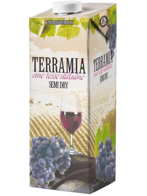 Вино Terramia Rosso Semi Dry, Tetra Pak 1 л