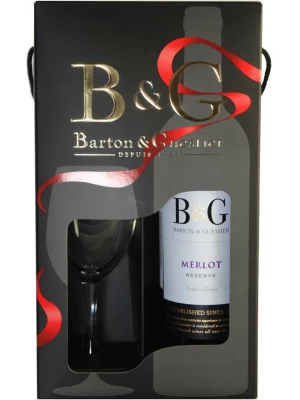 Вино Barton & Guestier, Reserve Merlot, Pays d'Oc IGP, gift box with glass 0.75 л
