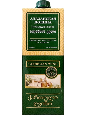 Вино Дом Грузинского Вина, Алазанская Долина Белое, Тетра Пак 1 л