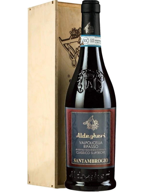 Cantine Aldegheri, Valpolicella Ripasso Santambrogio Classico Superiore DOC, wooden box