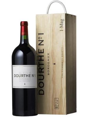 Вино Dourthe №1 Merlot-Cabernet Sauvignon, Bordeaux AOC wooden box 2015, 1.5 л