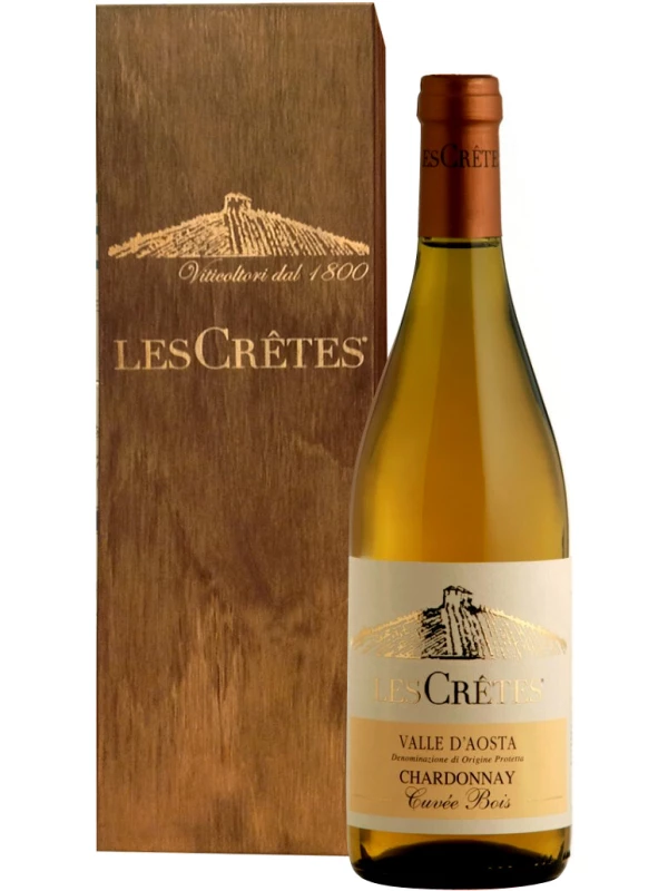Les Cretes, Chardonnay Cuvee Bois, wooden box