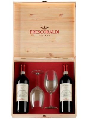 Вино Marchesi de Frescobaldi, Castiglioni Chianti DOCG, gift set for 2 bottle and 2 glass 2020, 0.75 л